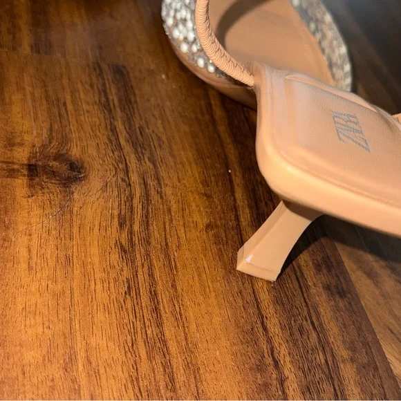 Zara Women's Beige and White Embellished Heels - Picture 4 of 6